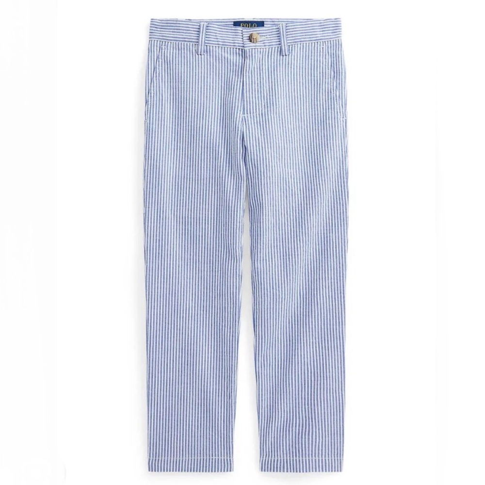 NWOT Ralph Lauren Girls Seersucker Pinstripe Crop Trouser Slack Pants Size 10